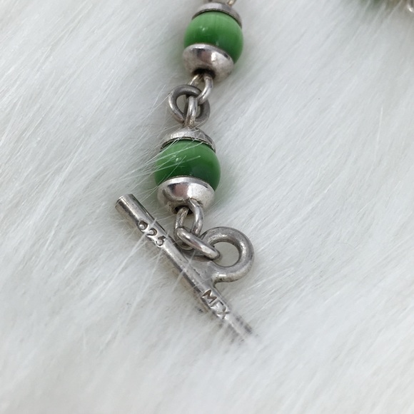 Sterling Silver Mexico Green Cat’s Eye Bracelet - Picture 4 of 7